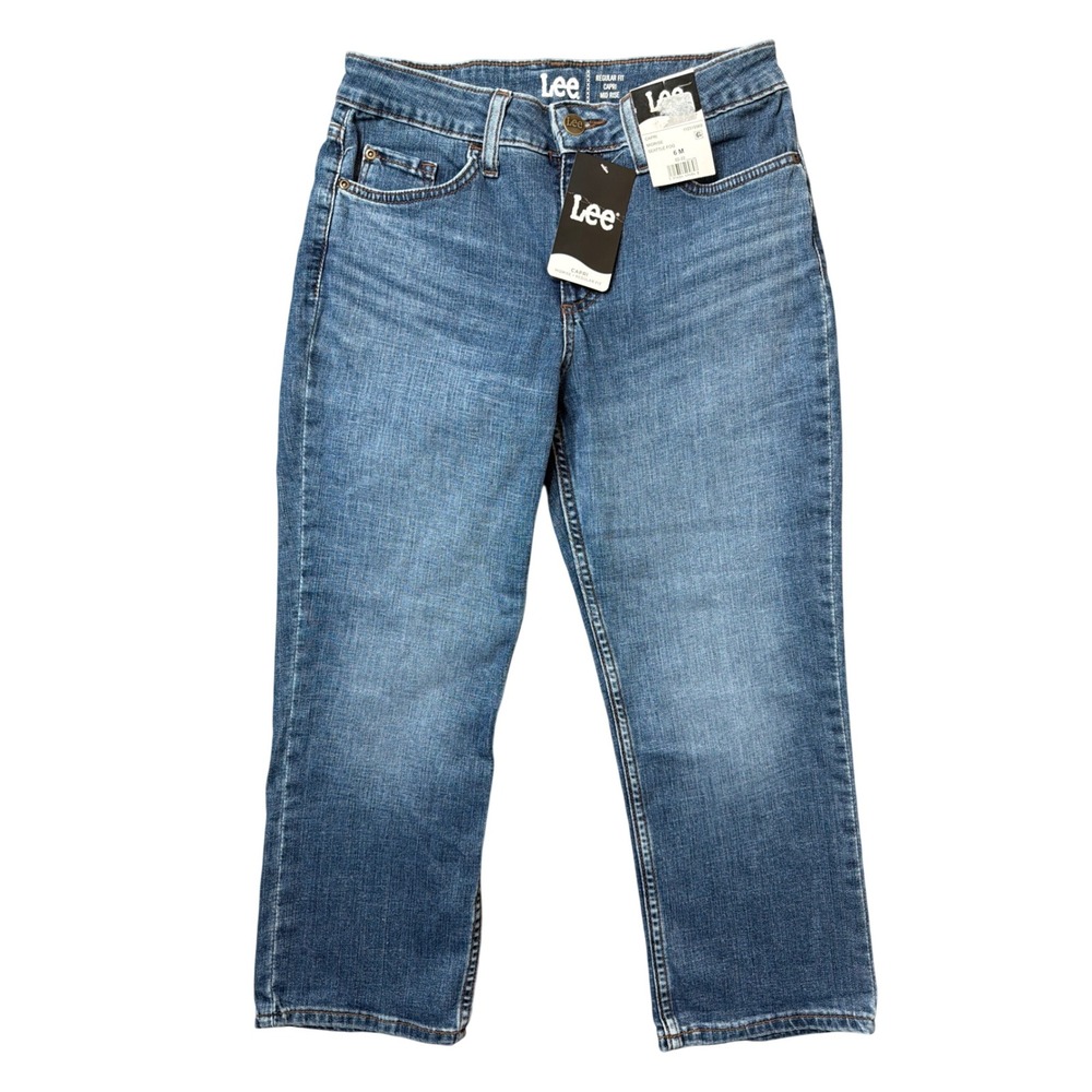 Lee Capri Womens 6 M Regular Fit Mid Rise Seattle Fog Blue Stretch NEW